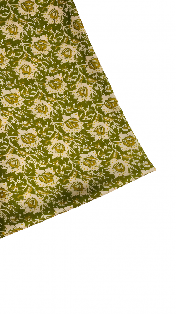 GREEN COTTON HAND BLOCK DABU PRINT