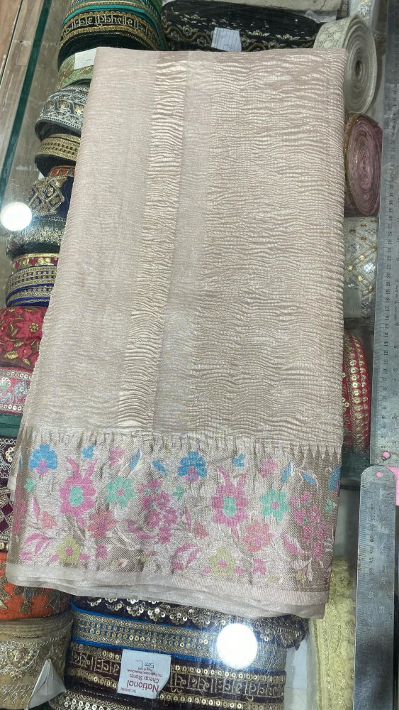 Water Gold Crush Tissue Saree With Paithani Border.Sku 120383