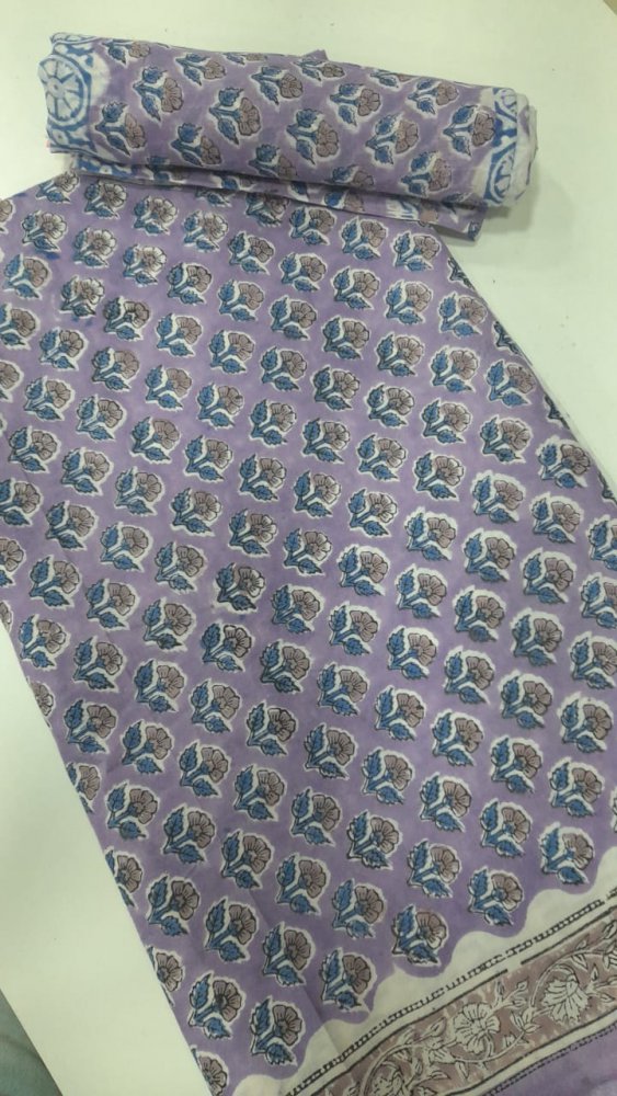 Mauve Cotton Block Printed Unstitched Suit. Sku 120923