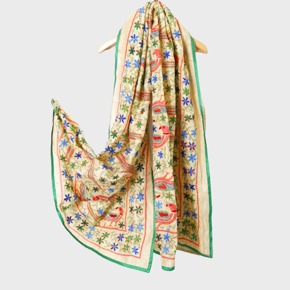 Beige Chanderi Dupatta. Sku 115409