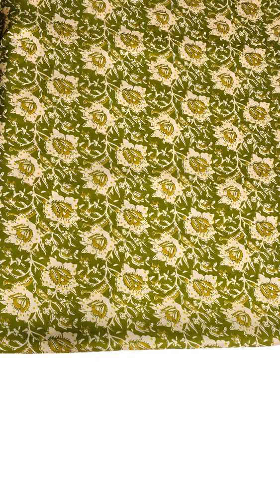 GREEN COTTON HAND BLOCK DABU PRINT