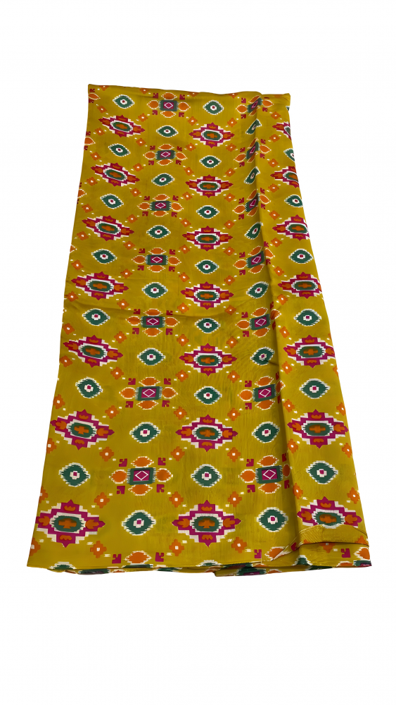 Yellow Chanderi 3 Piece Printed Suit. Sku 118945