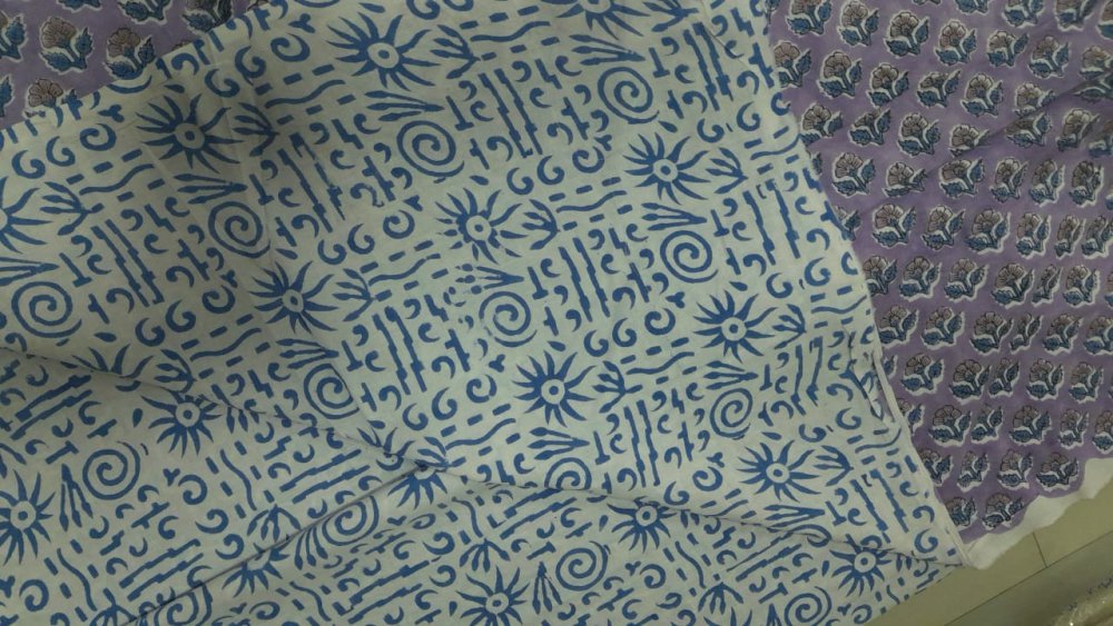 Mauve Cotton Block Printed Unstitched Suit. Sku 120923