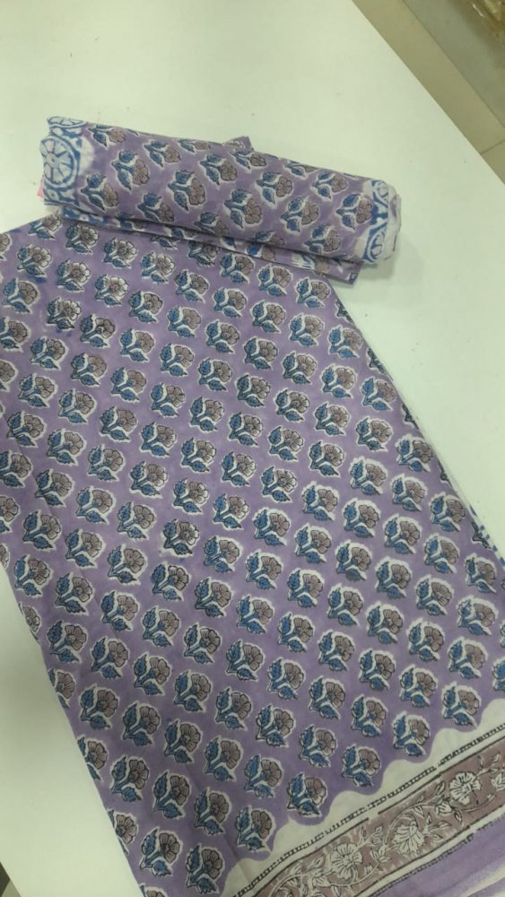 Mauve Cotton Block Printed Unstitched Suit. Sku 120923
