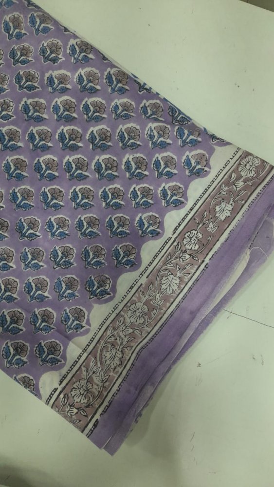 Mauve Cotton Block Printed Unstitched Suit. Sku 120923