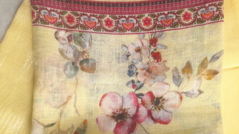 Yellow Linen Unstiched Suit sku-118455